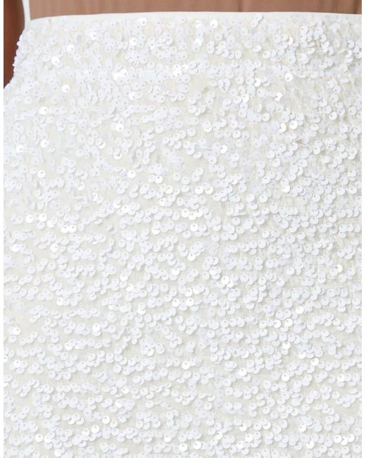 Threadbare White Sequin Velour Mini Skirt