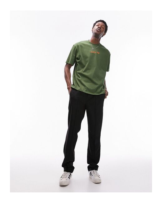 Premium - t-shirt oversize avec inscription « another day » brodée Topman pour homme en coloris Green
