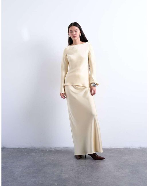 TOPSHOP White Flood Length Maxi Bias Skirt