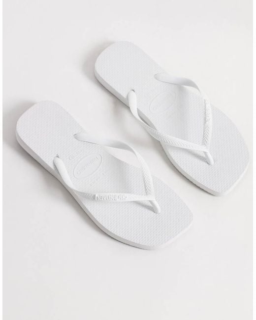 Havaianas White Slim Square Toe Flip Flops