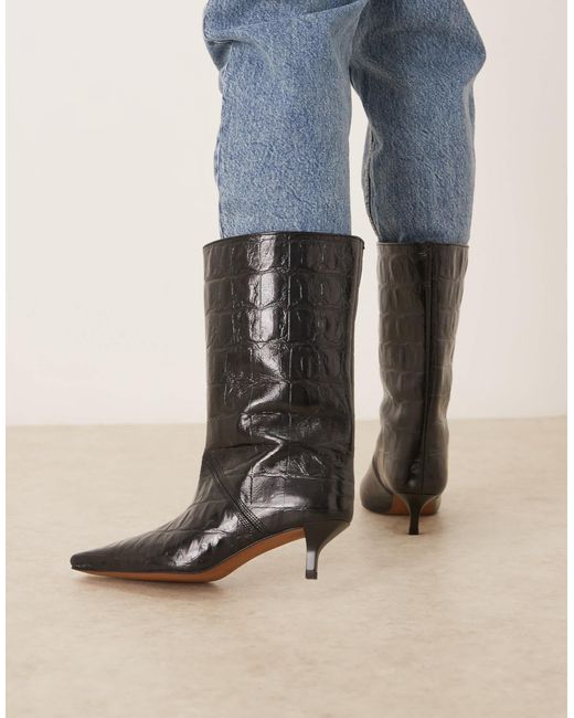 Calloway - bottes amples à enfiler en cuir ASOS en coloris Natural