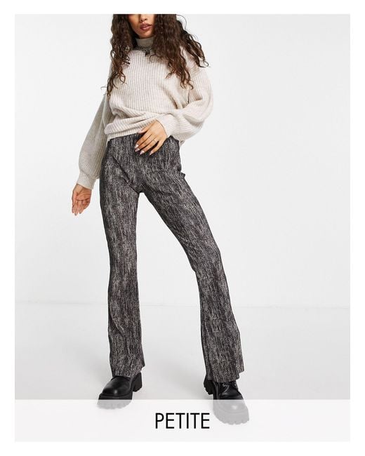 Petite Acid Wash Plisse Pants in Gray Lyst