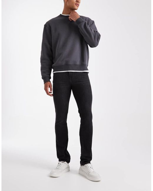Dr. Denim Black Snap Slim Straight Leg Jeans for men