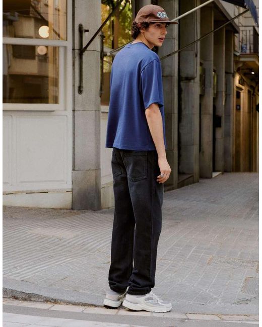 Bershka Black Tall Straight-Leg Jeans for men