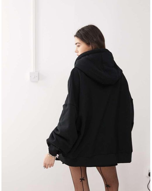 Minga Black London Ascii Cat Studded Zip Up Hoodie