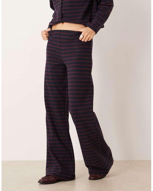 ASOS Blue Brushed Stripe Wide Leg Co Ord Trousers