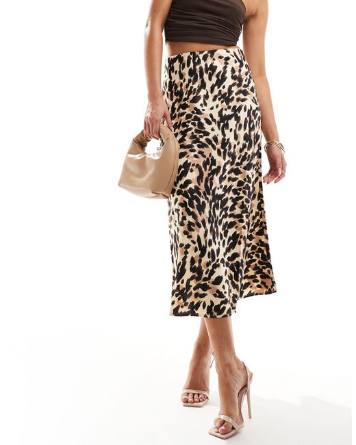 Y.A.S Black Y.a.s – midirock aus satin mit leopardenmuster