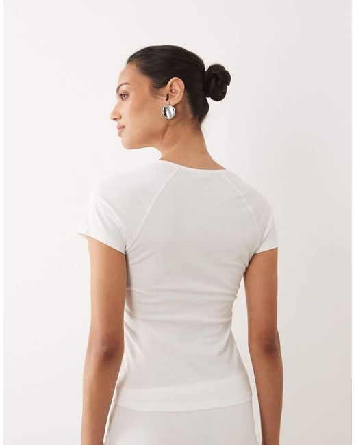 ASOS White Cap Sleeve Top With Keyhole Tie Detail
