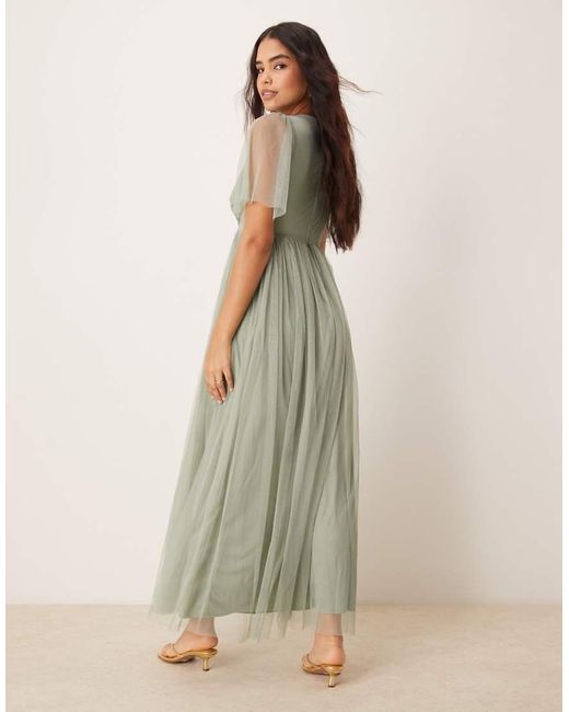ANAYA Green Twist Detail Bridesmaid Maxi Dress