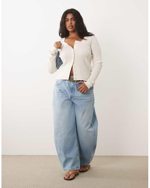ASOS White Asos Design Curve Cotton Blend Wide Scoop Cardigan