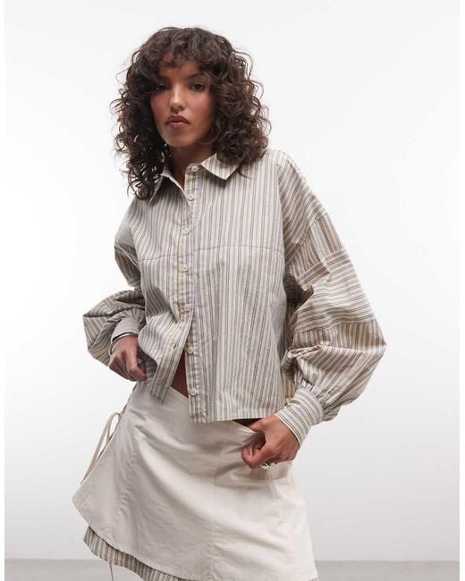 Daisy Street Gray Boxy Crop Shirt