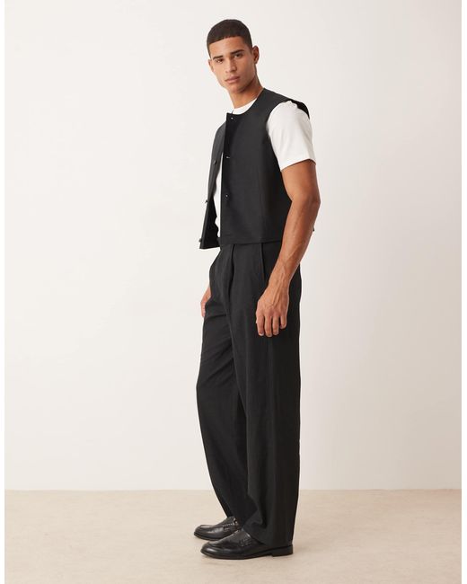 ASOS – anzughose aus leinenmix in Black für Herren
