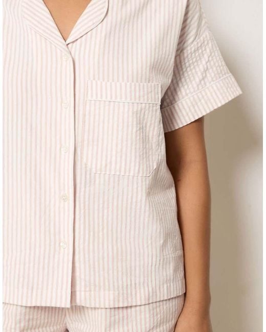 PixieGirl Natural Petite Stripe Short Pyjama Set