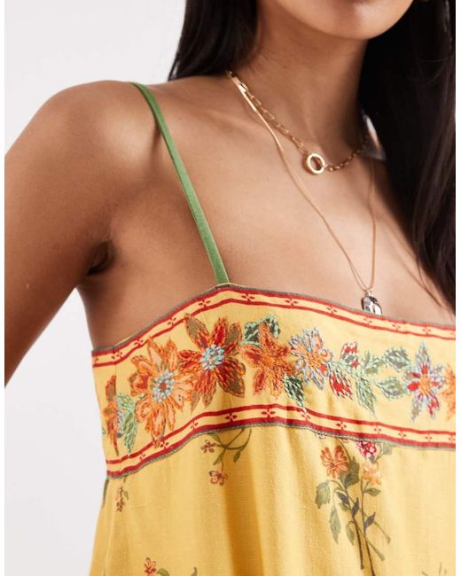 Free People Natural Bali Take You With Me Mini Slip Dress