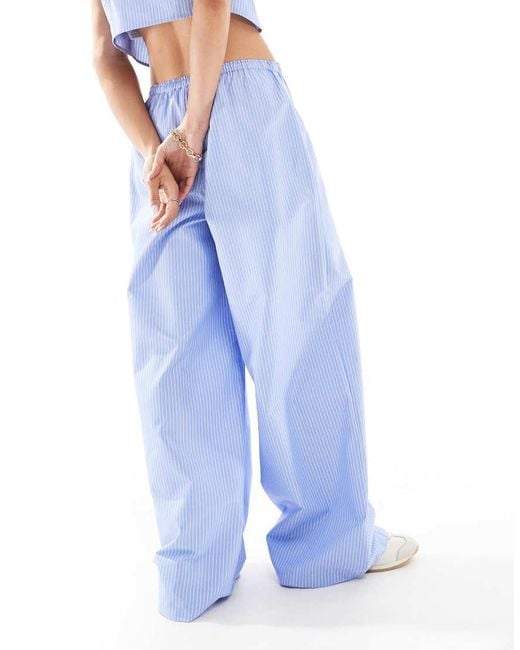 Wednesday's Girl Blue Striped Wide Leg Trouser Co-Ord