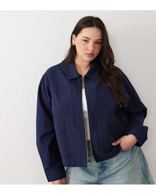 ASOS Blue Asos Design Curve Top Collar Zip Through Jacket