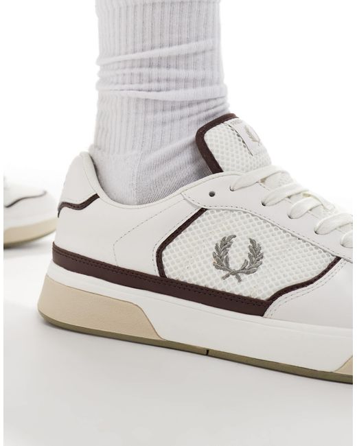 Fred Perry – b300 – sneaker aus leder und netzstoff in White für Herren