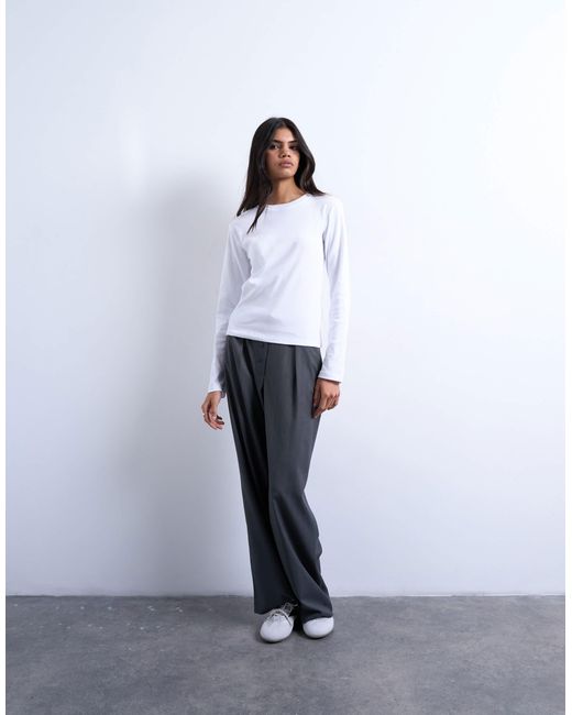 TOPSHOP Blue Long Sleeve Everyday Tee