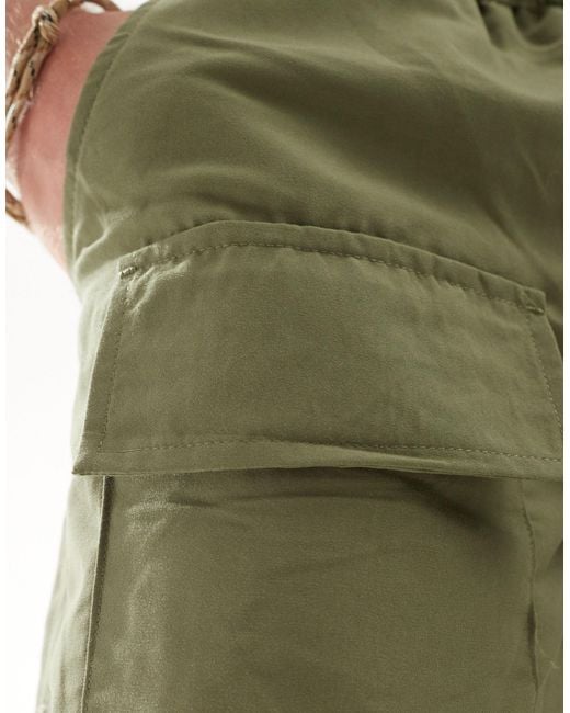 Another Influence Green Cargo Swim Shorts for men