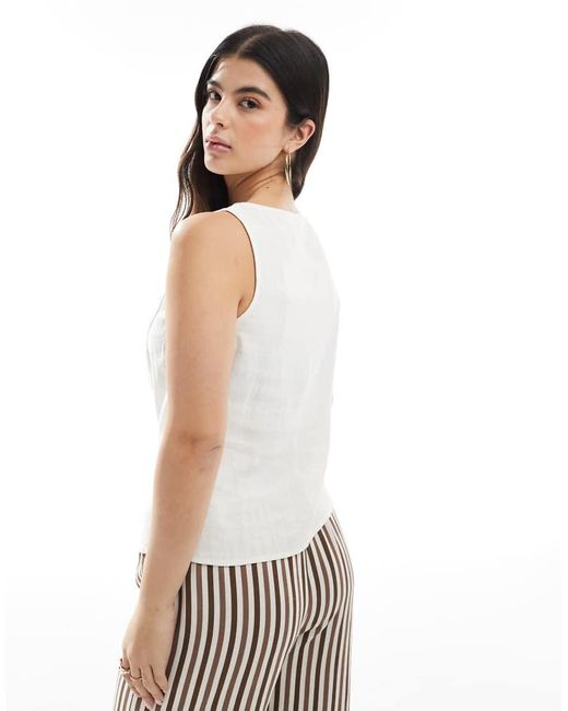ASOS White Linen Look Button Front Waistcoat