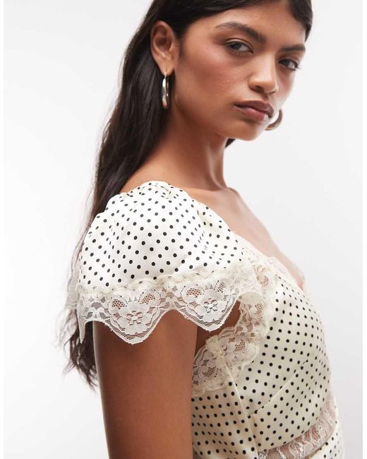 Reclaimed Vintage White Maxi Tea Dress With Lace Inserts