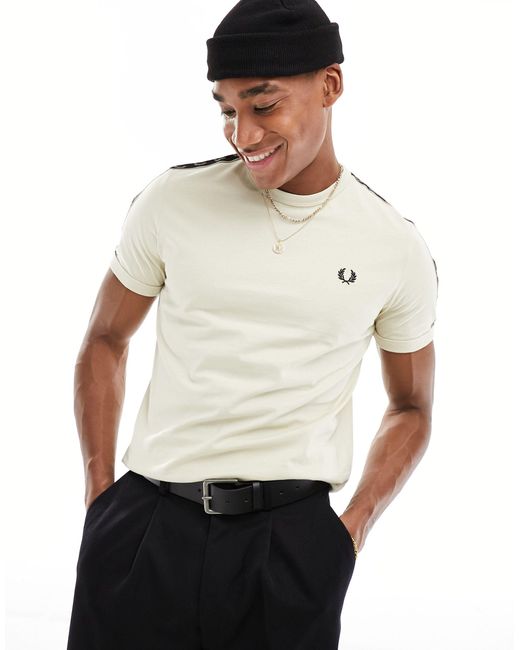 Fred Perry White Contrast Taped Ringer T-shirt for men