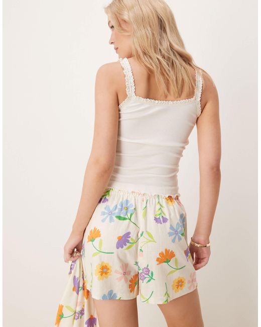 ASOS Natural Linen Look Pull On Shorts Co-ord