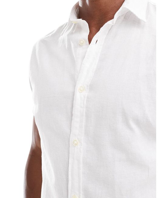 Chemise en lin à manches courtes Jack & Jones pour homme en coloris White