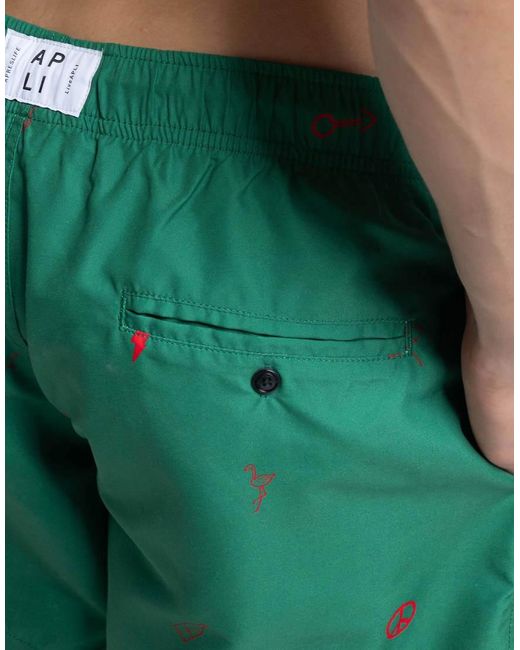 Apreslife Green Icons Swim Shorts for men