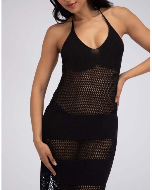 Boux Avenue Black Knitted V Neckline Semi Sheer Maxi Beach Dress