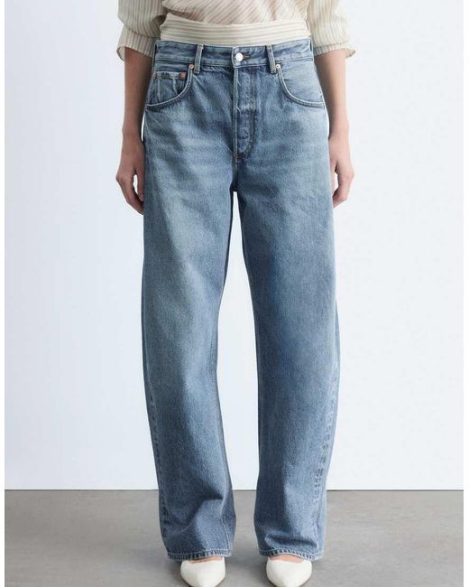 & Other Stories Blue High Waist Wide Leg Jeans With Turn Ups