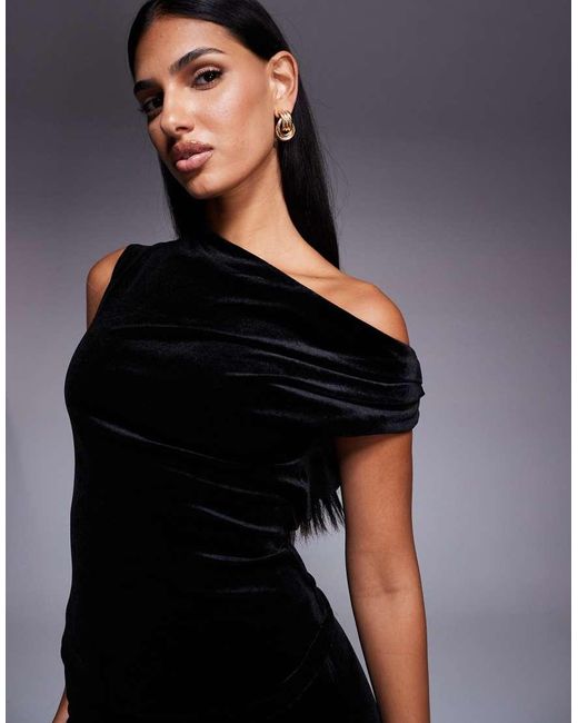 New Look Black Co-Ord Velvet Fallen Shoulder Top