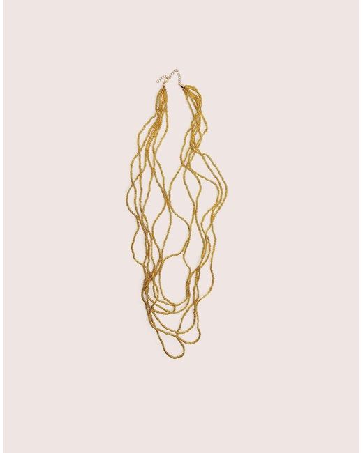 Public Desire White Beaded Long Layered Necklace