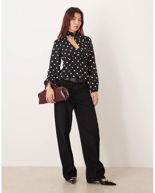 Nobody's Child Black Tie Neck Detail Blouse