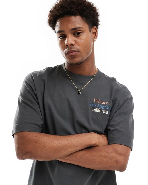 Hollister Recht T shirt Van Zware Stof Met Veelkleurig Logo in het Grijs voor heren Lyst NL