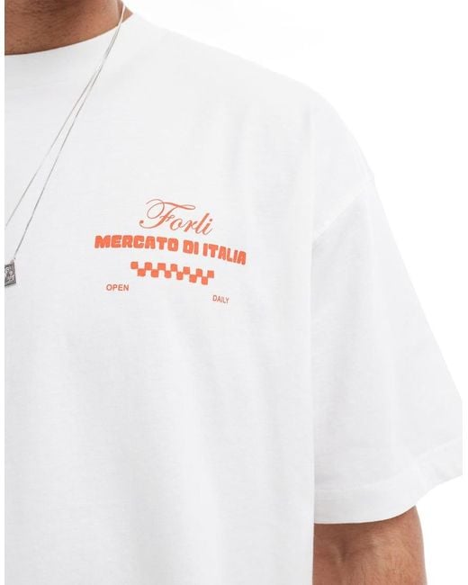 ASOS White Oversized T-shirt With Cartoon Food Graphics for men