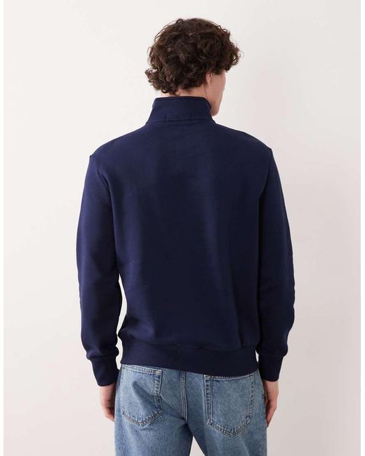 Polo Ralph Lauren Blue Icon Logo Quarter Zip Sweatshirt for men