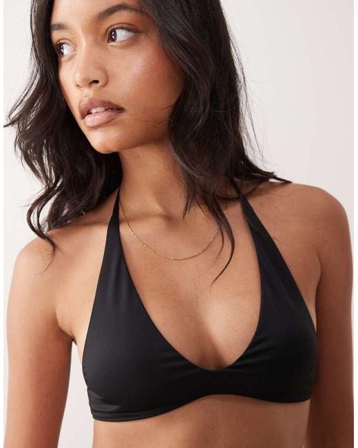 Cotton On Black Scoop Neck Halter Bikini Top