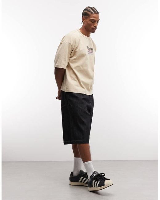 ASOS Natural Boxy Oversized T-shirt With Car Graphic for men