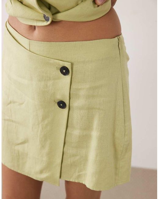 New Look Green Co-Ord Linen Blend Wrap Skort