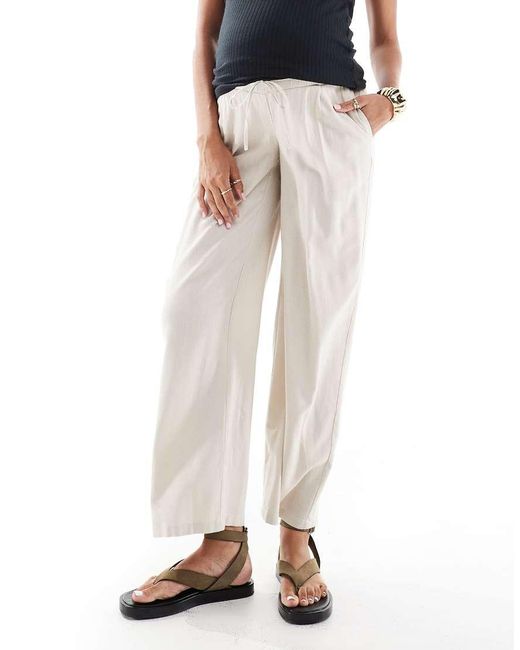 Vero Moda White Linen Blend Wide Leg Trousers