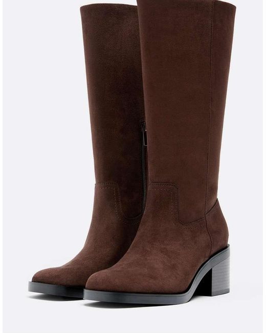 Stradivarius Brown Knee Length Heeled Boots