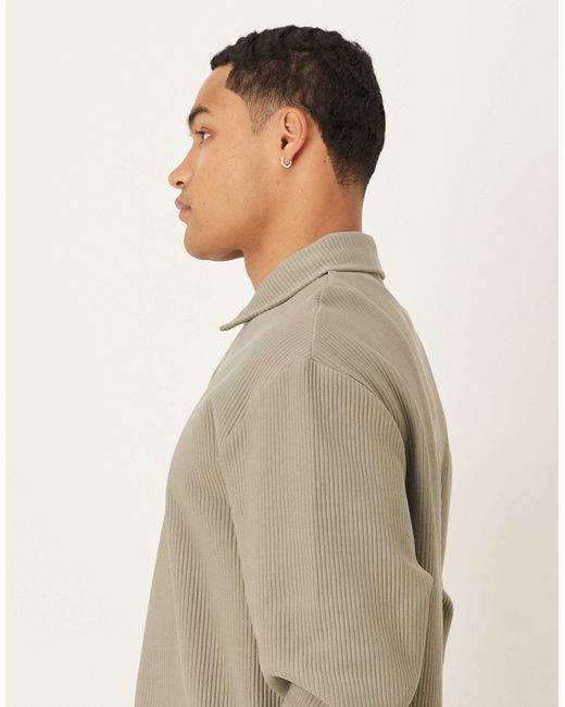 ASOS Gray Relaxed Ribbed Polo for men