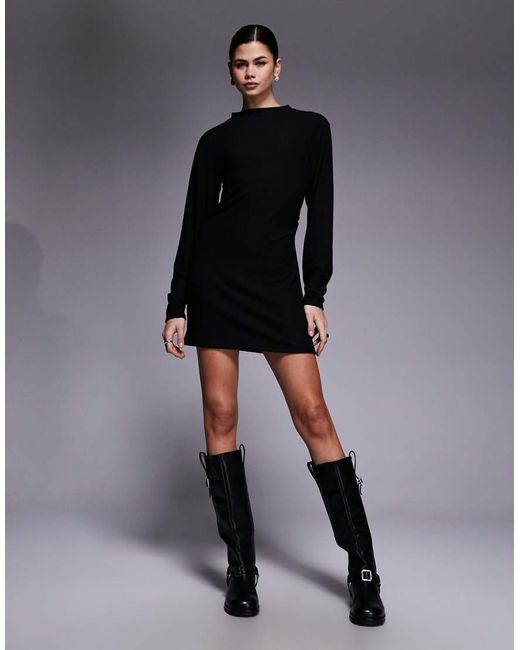 ASOS Blue Supersoft Asymmetric Angel Sleeve Mini Dress