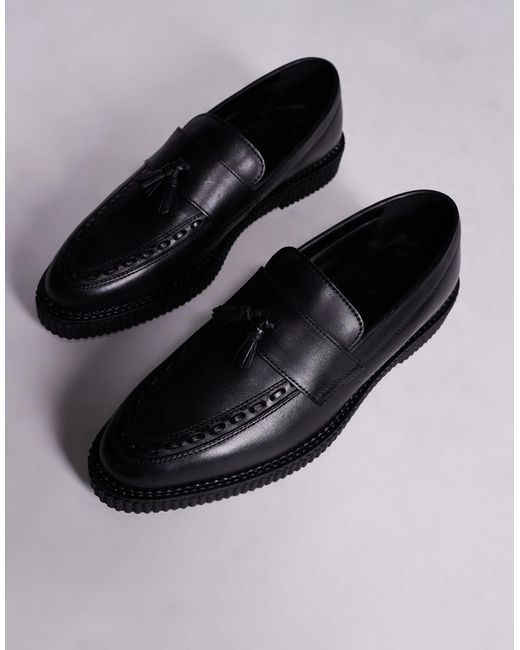 ASOS – creepers-loafer aus em leder in Gray für Herren