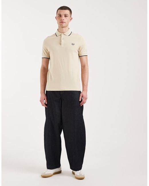 Fred Perry Natural Twin Tipped Logo Polo Shirt for men