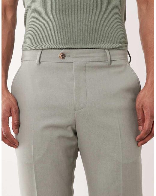 SELECTED Gray Slim Fit Suit Trousers for men