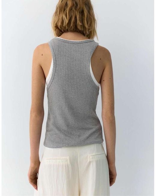 Pull&Bear Gray Double-Layer Tank Top