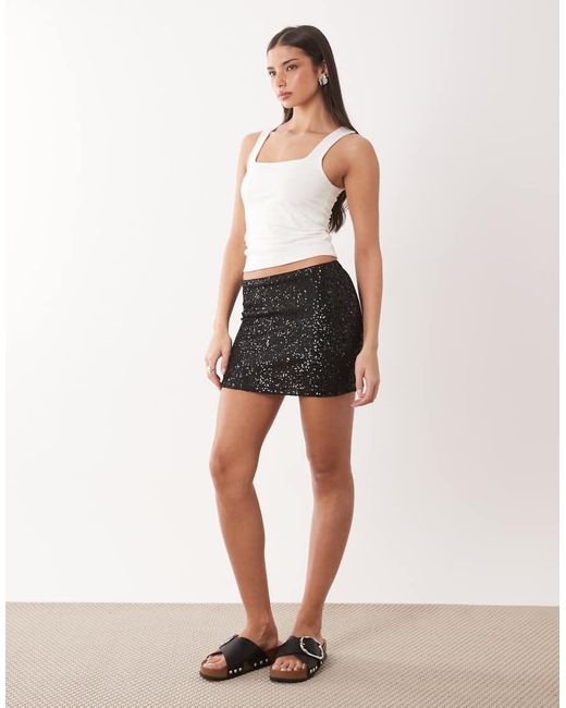 ASOS Black Sequin Mini Skirt