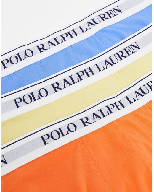 Confezione da 3 boxer aderenti arancioni, blu e gialli di Polo Ralph Lauren in Orange da Uomo